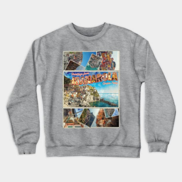 Greetings from Manarola Cinque Terre vintage style retro souvenir Crewneck Sweatshirt by DesignerPropo